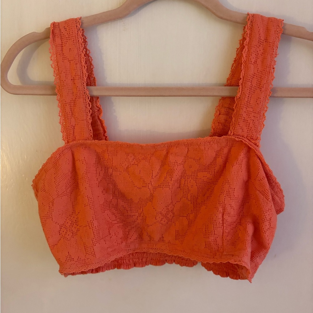 American Eagle Outfitters Coral Lace Top - Picture 1 of 3